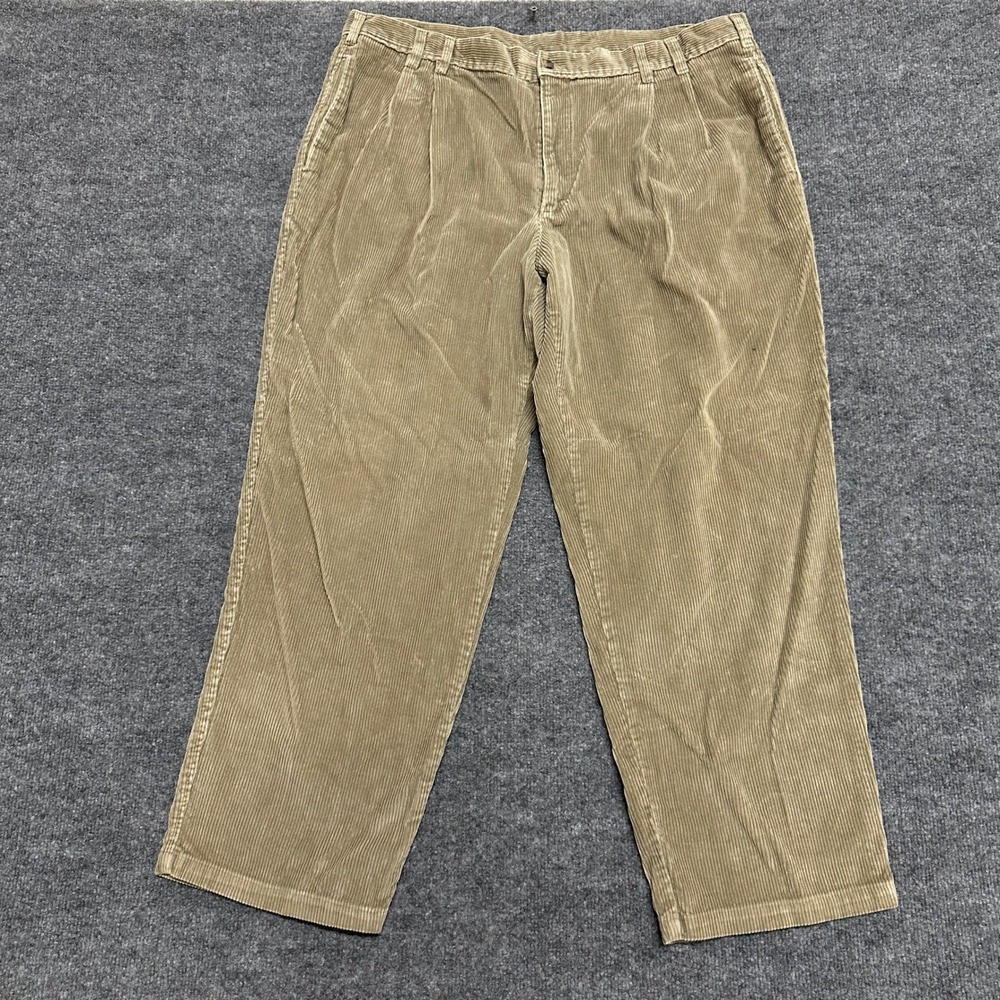 Woolrich Pants Mens Size 40x30 Tan Pleated Corduroy Relaxed Fit